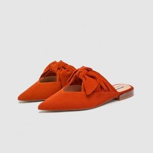brand new zara mules with bow size 6